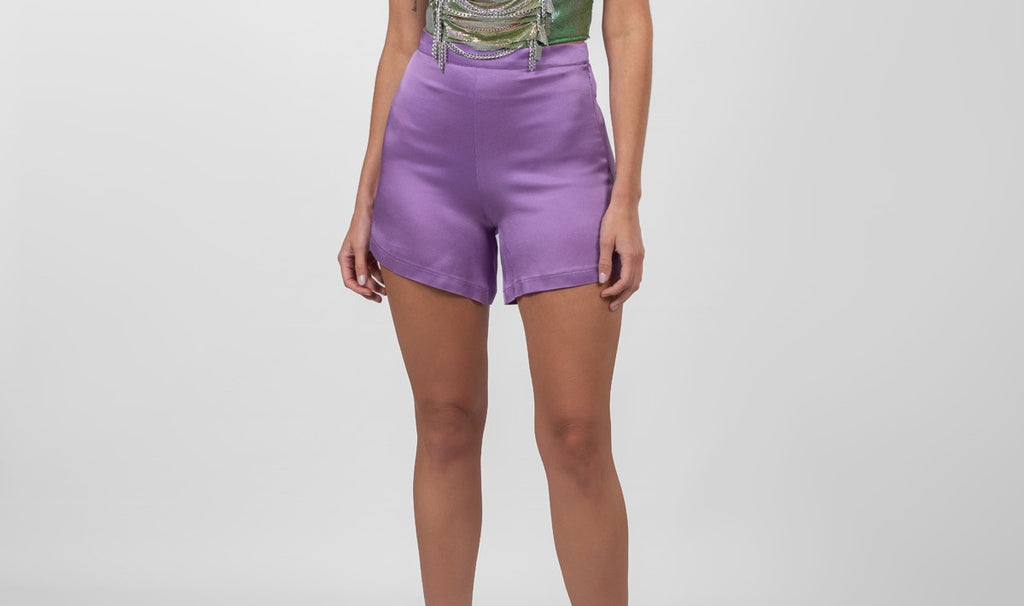Purple Satin Shorts