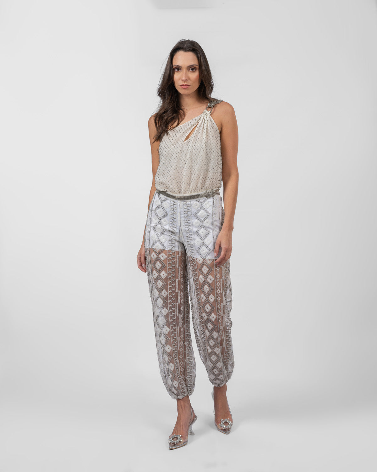 White Beaded Set