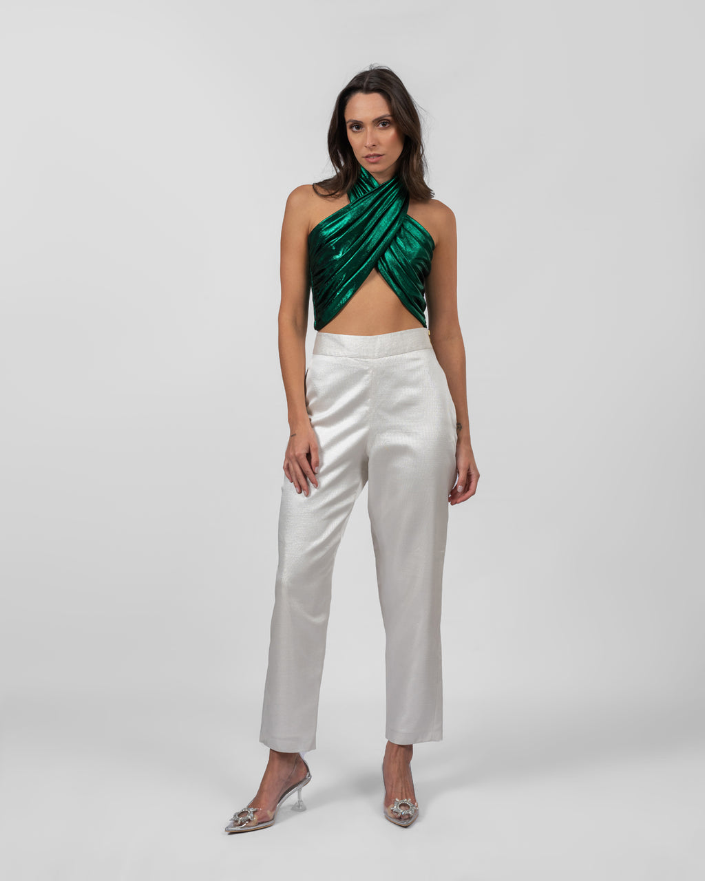 Shimmery Emerald Halterneck Top
