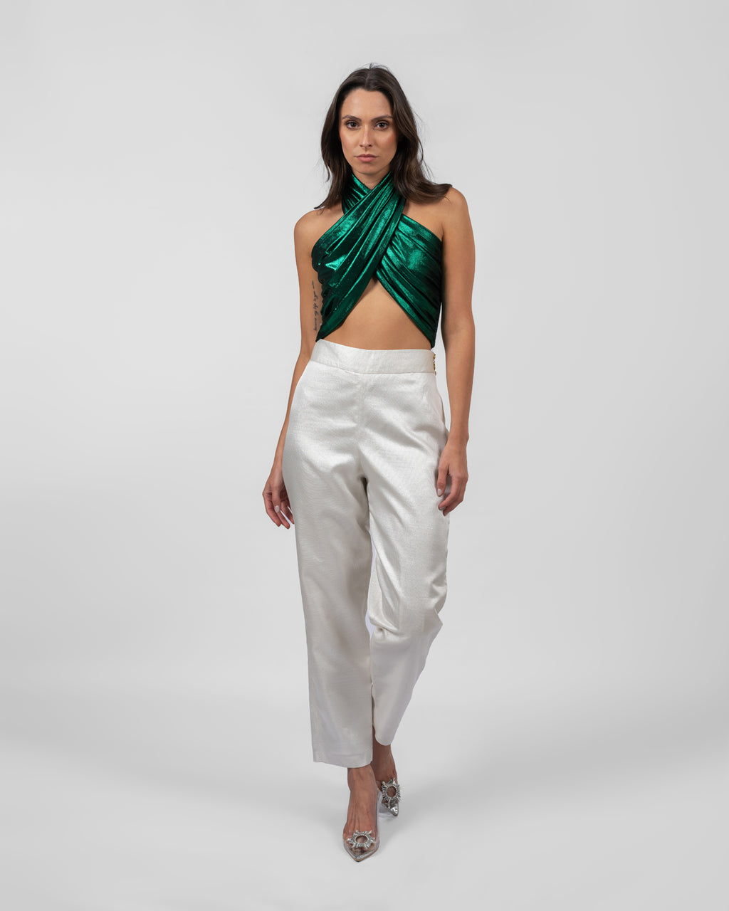 Shimmery Emerald Halterneck Top