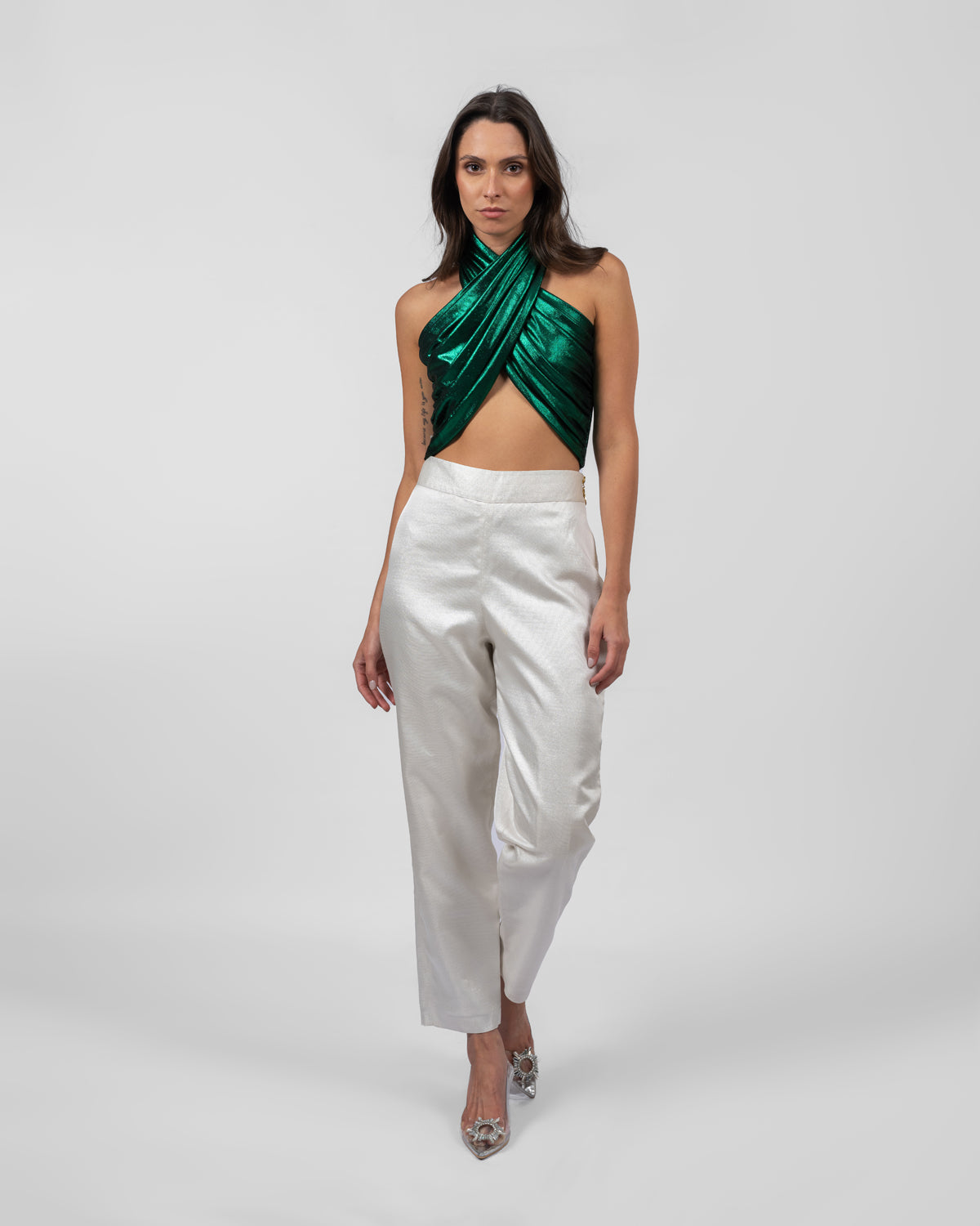 Shimmery Emerald Halterneck Top
