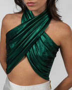 Shimmery Emerald Halterneck Top