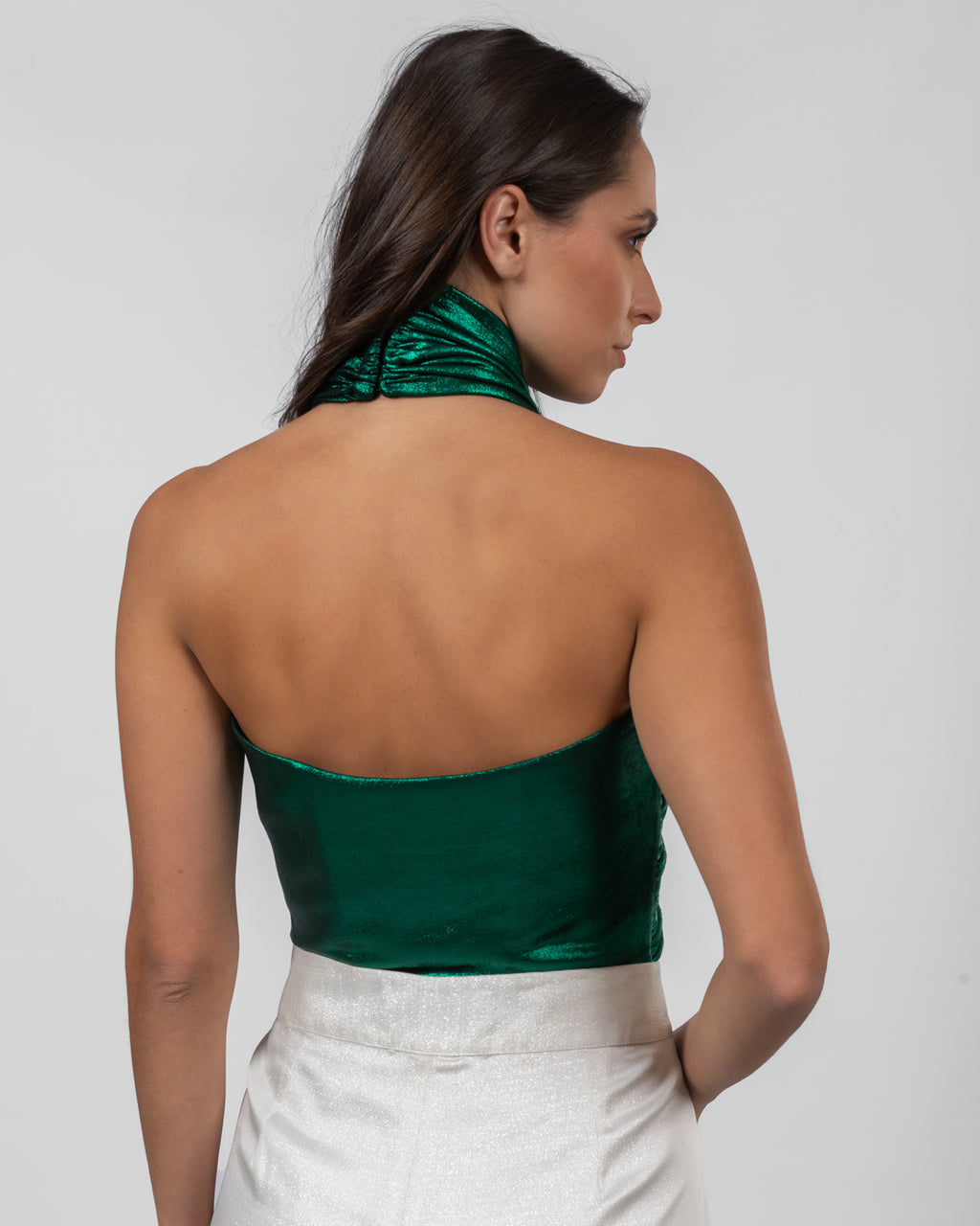 Shimmery Emerald Halterneck Top