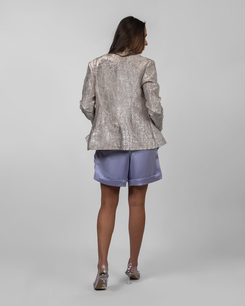 Purple Satin Bermuda Shorts
