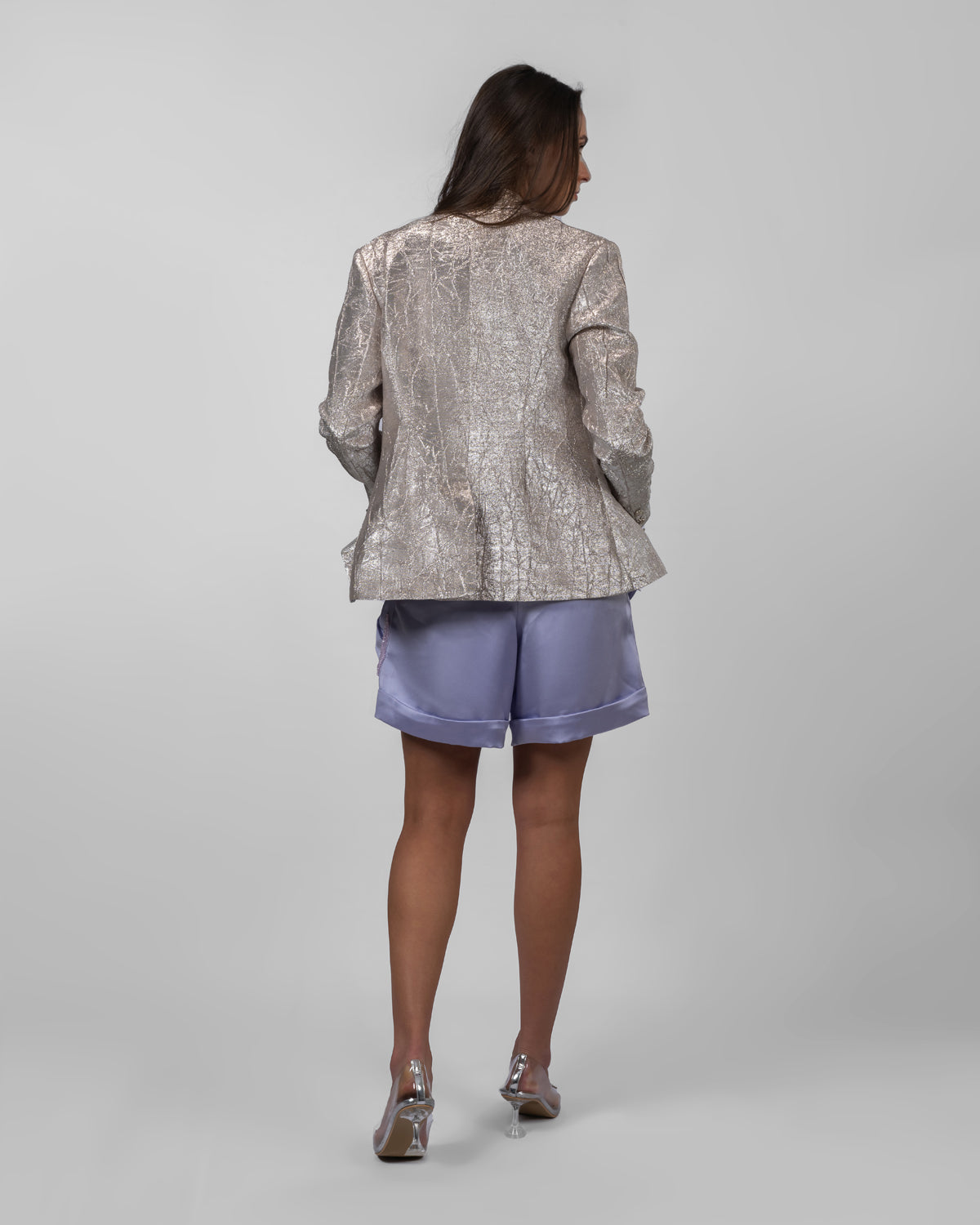 Purple Satin Bermuda Shorts
