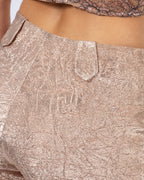 Rose gold crushed brocade trousers
