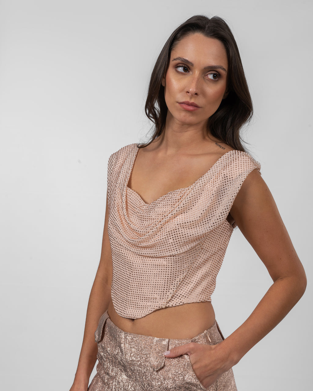 Powder Pink Strass Corset