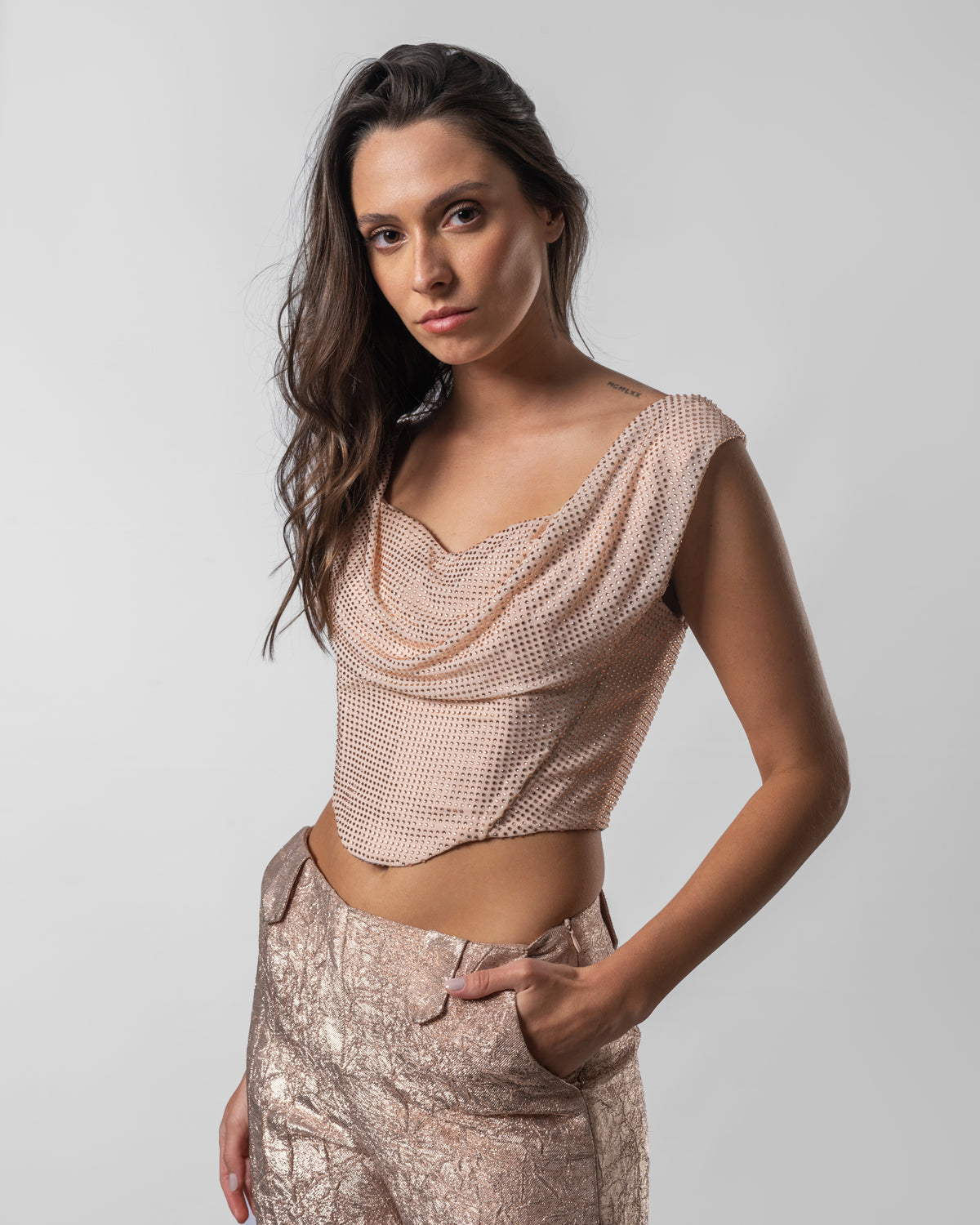 Powder Pink Strass Corset