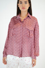 Refined Printed Coral Oversized Blouse