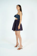 Navy Bralette Printed Silk Stain Bralette