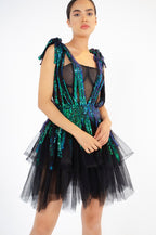 Lavish Blue-Green Sequin Dress