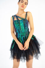 Enchanting Blue-Green Sequin Dress