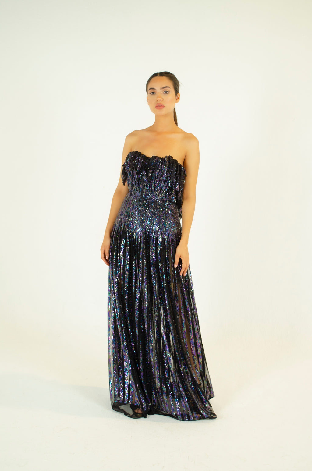 Opulent Asymmetrical Sequin Dress