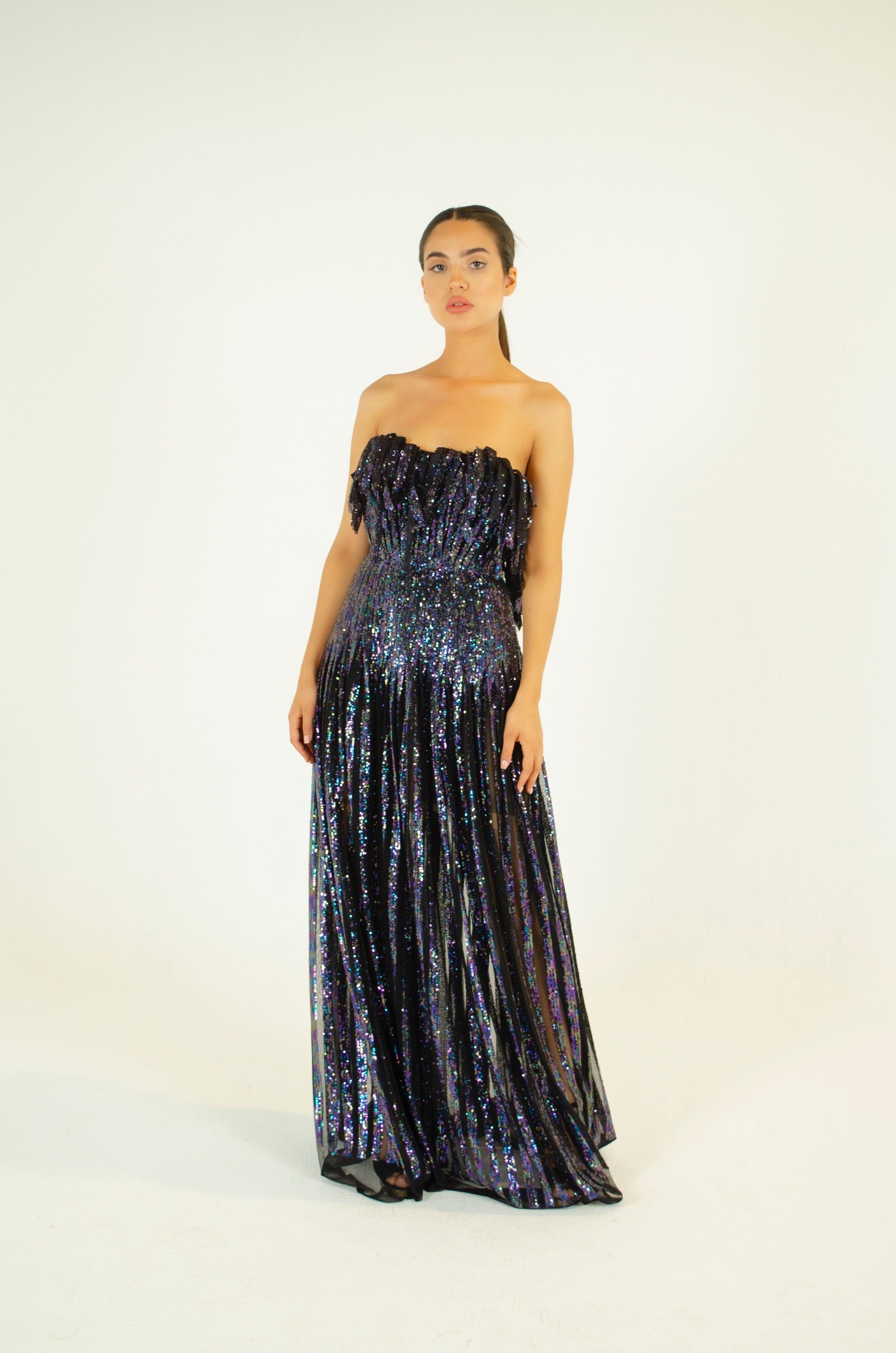 Opulent Asymmetrical Sequin Dress