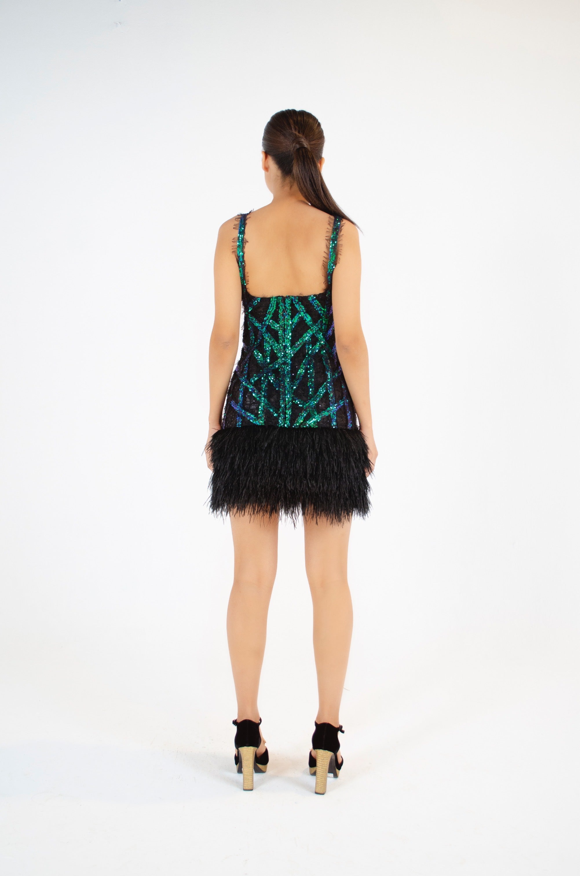 Opulent Blue-Green Sequin Dress