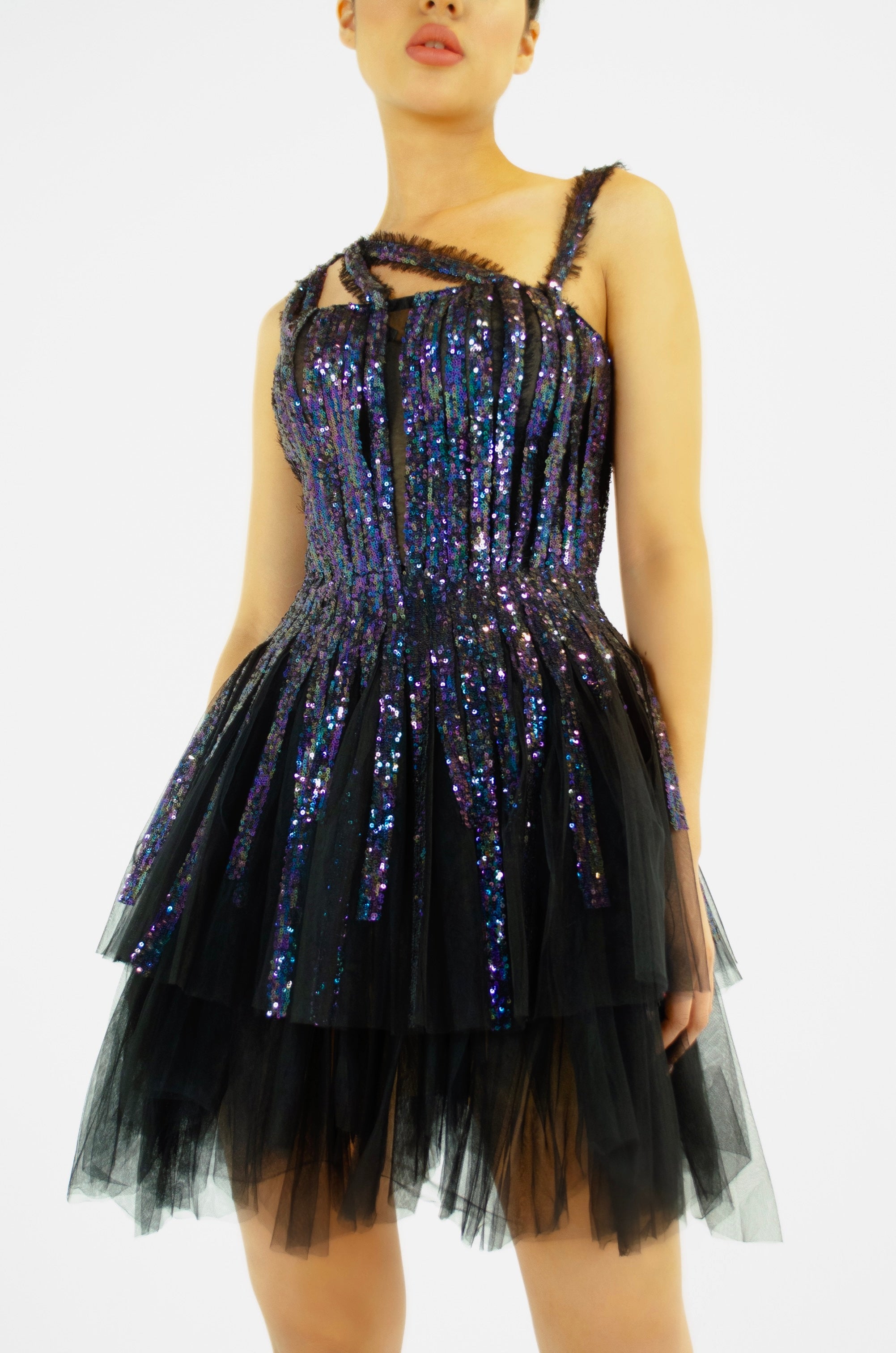 Enchanting Purple-Blue Sequin Dress