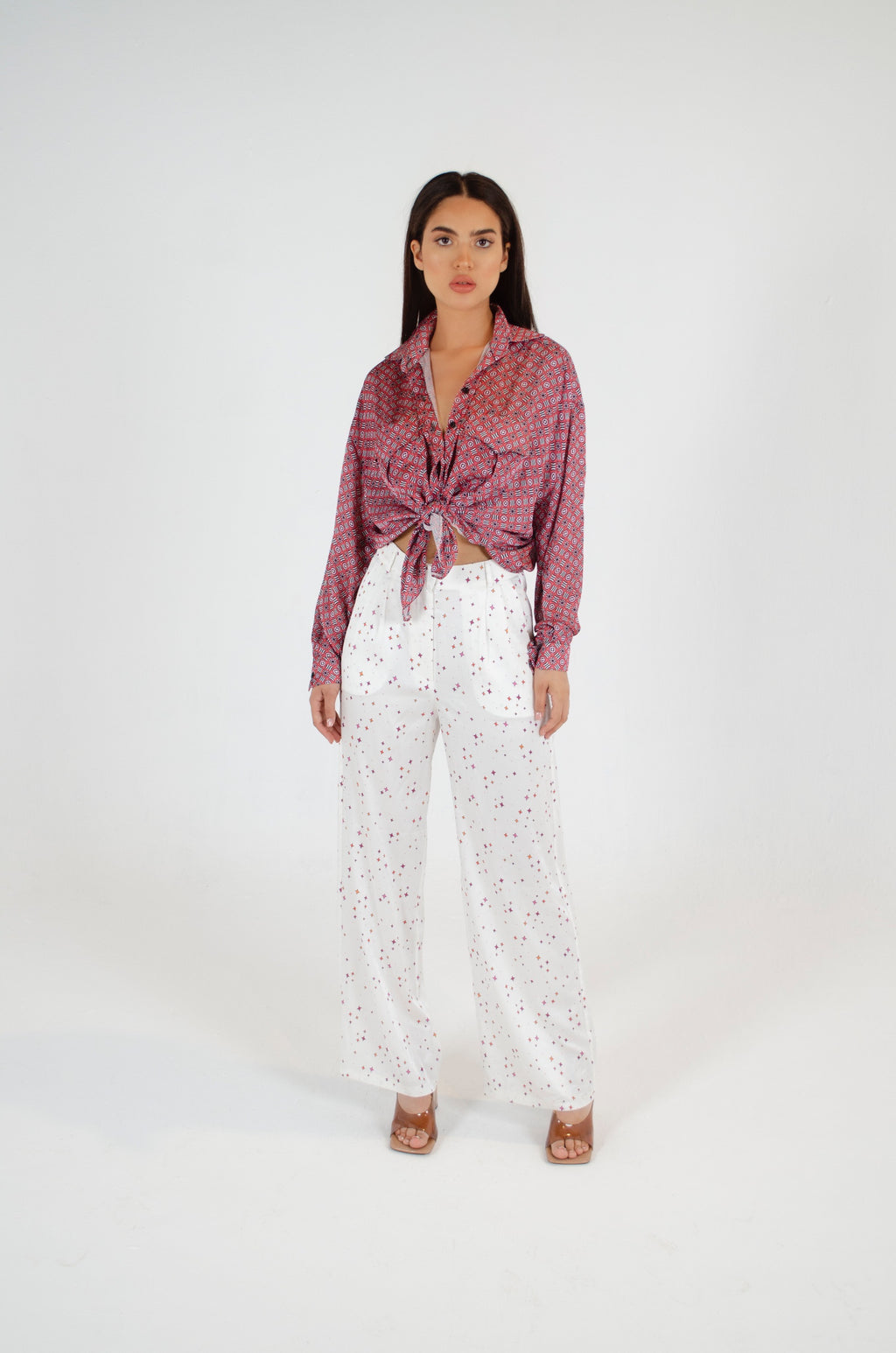 Refined Printed Coral Oversized Blouse