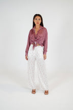 Refined Printed Coral Oversized Blouse