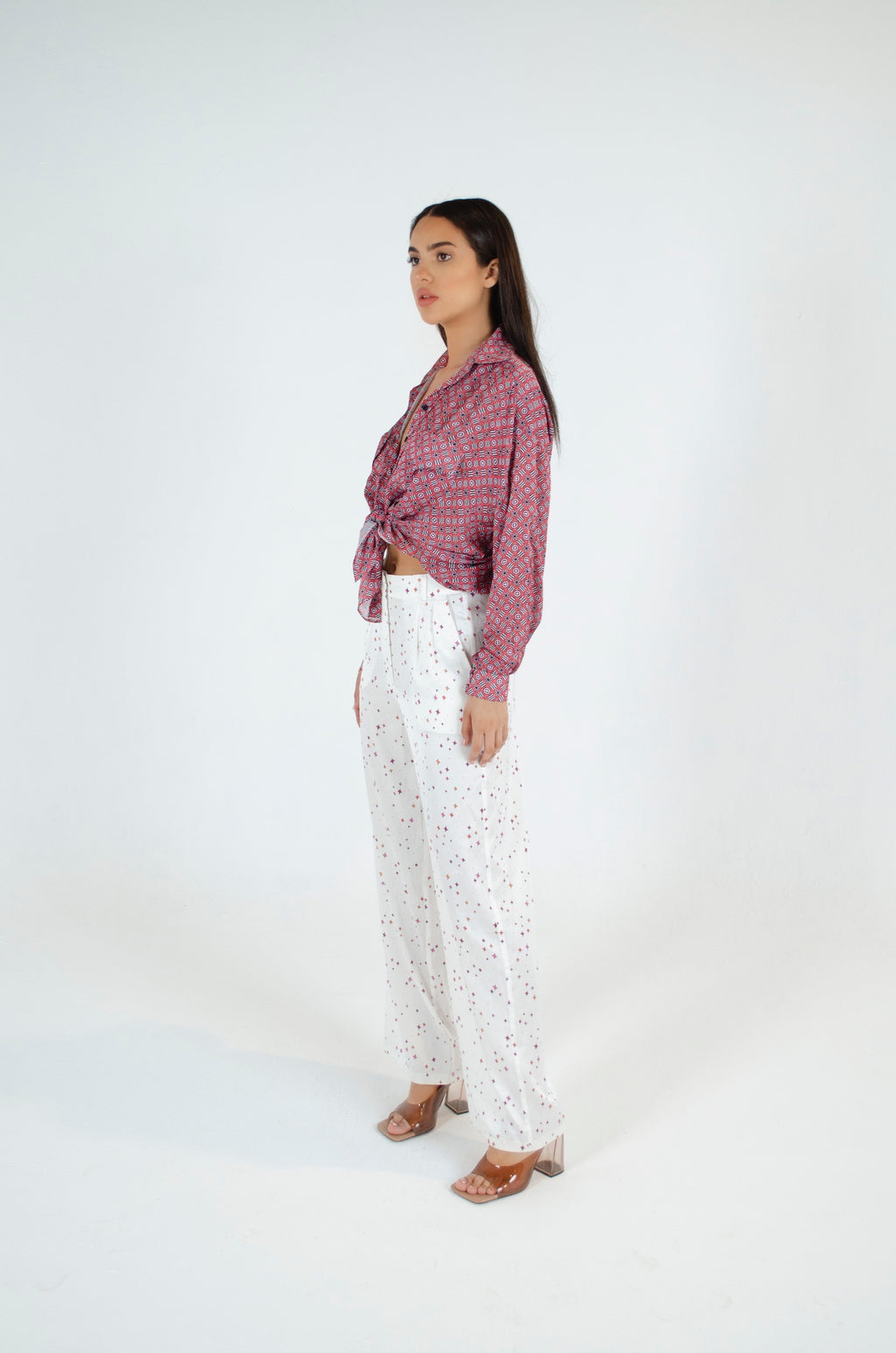 Refined Printed Coral Oversized Blouse