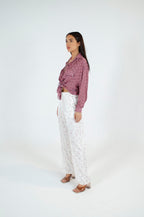 Refined Printed Coral Oversized Blouse