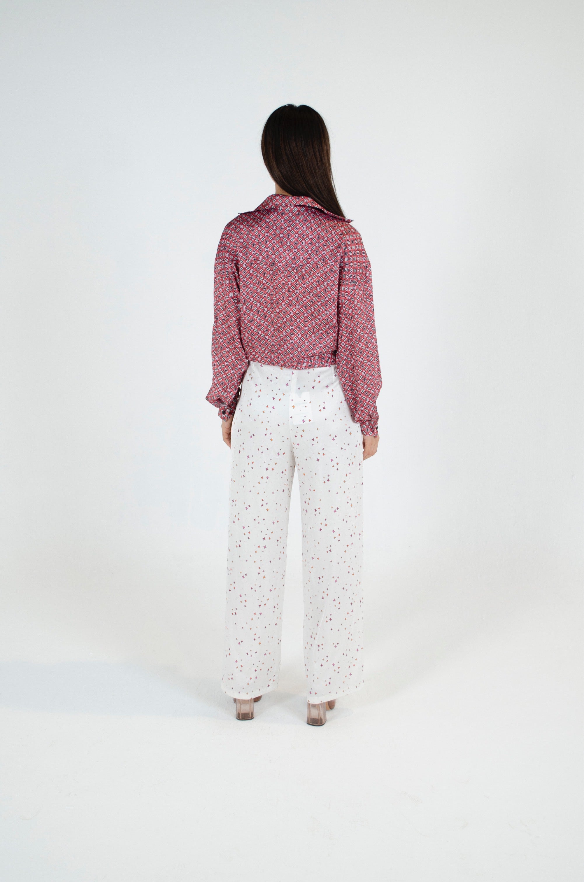 Refined Printed Coral Oversized Blouse
