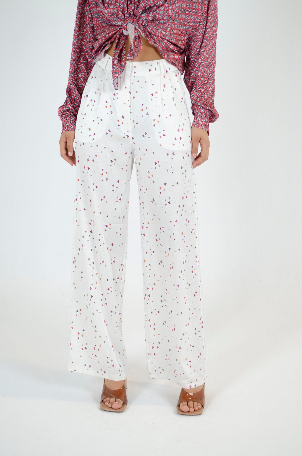 Refined Printed Coral Oversized Blouse