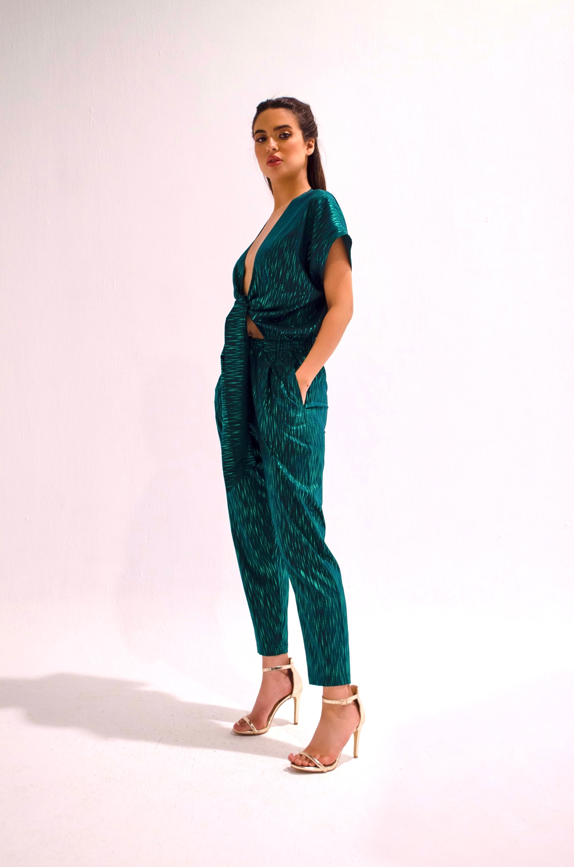 Deep Green Belted Jumpsuit