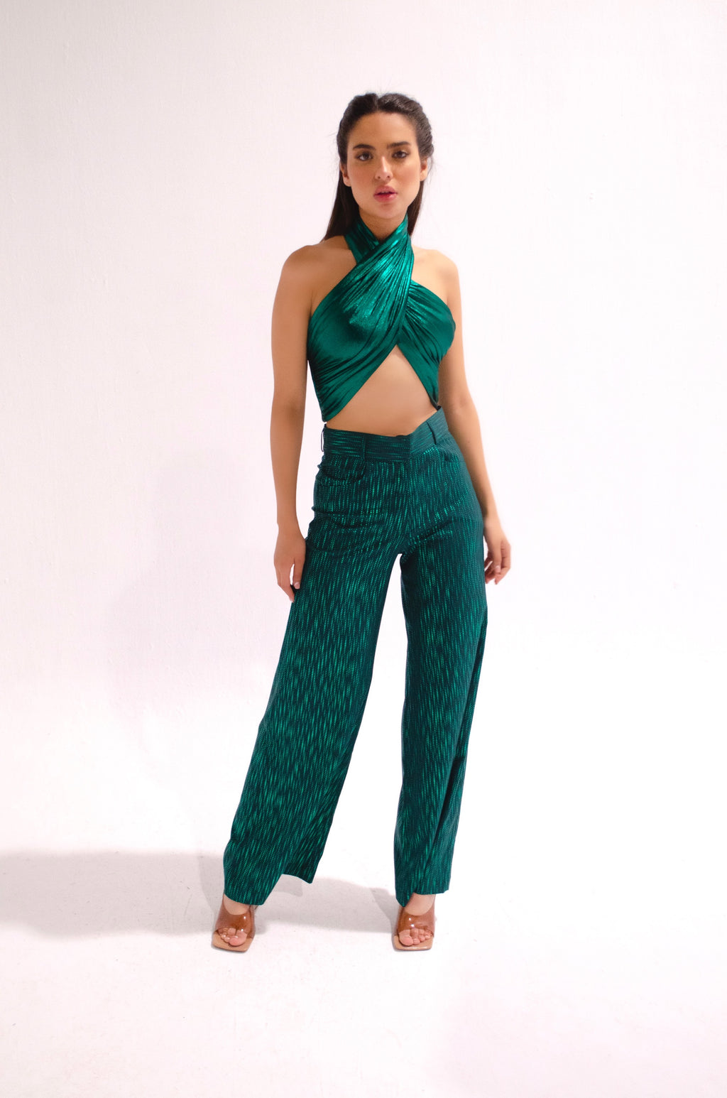 Shimmery Emerald Halterneck Top