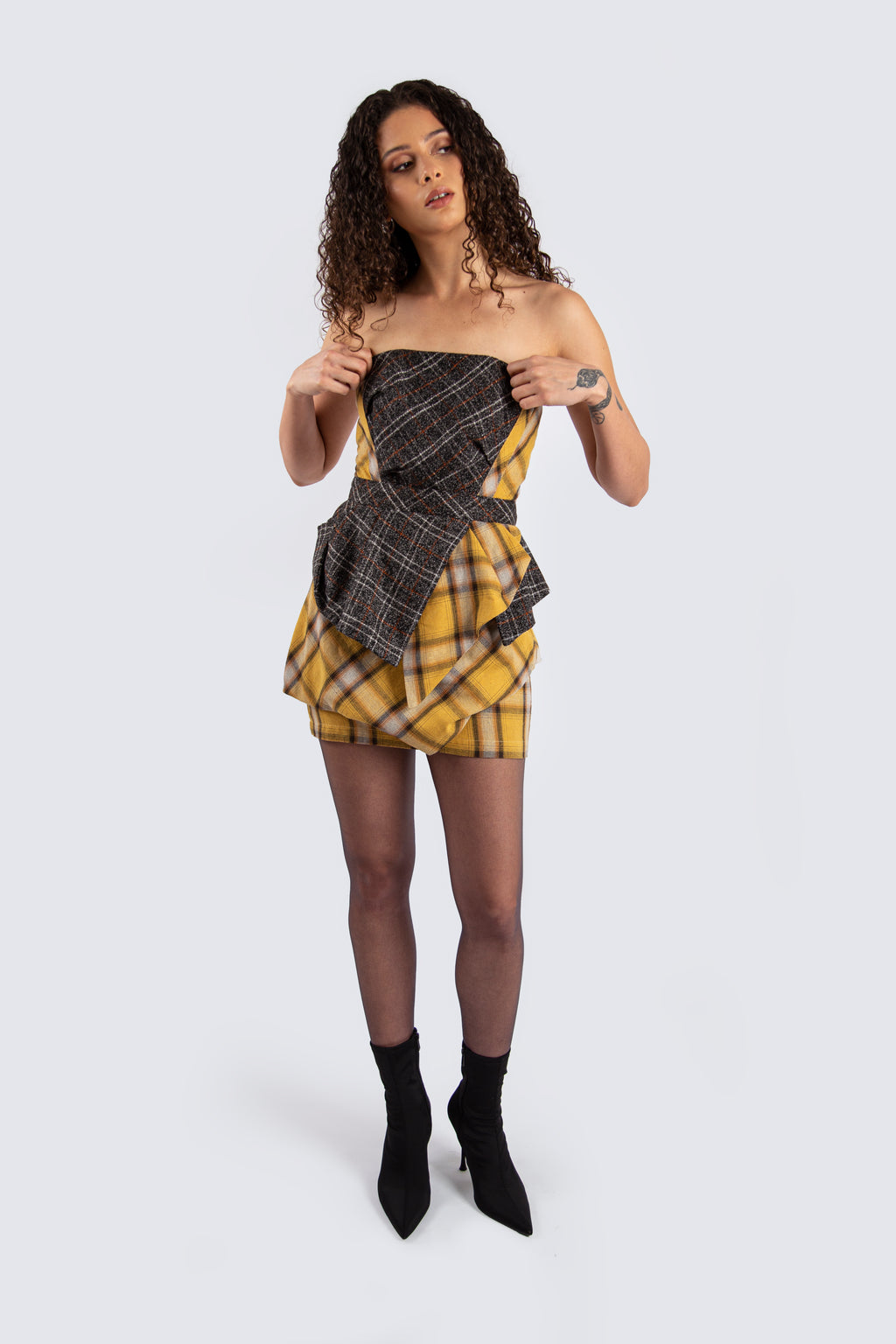 Yellow Wool Checked Dress