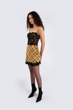 Yellow lace wool dress