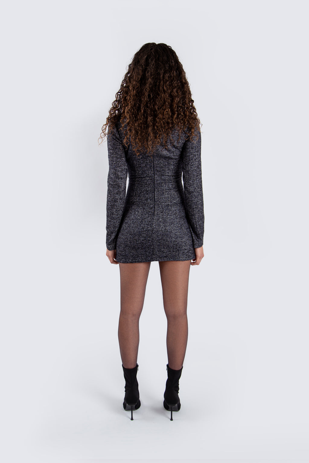Tie-on dark grey dress