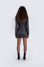 Tie-on dark grey dress