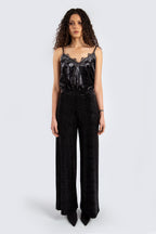 Textured Trousers with Side Zipper