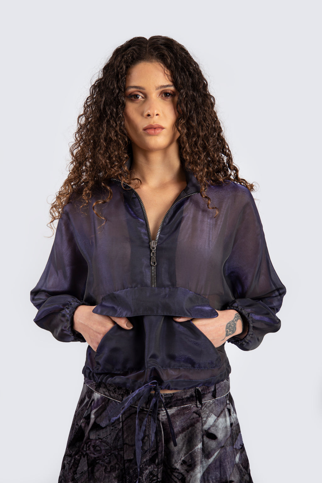 Sheer Transparent Top with Zipper