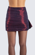Textured Burgundy Skirt with Ruffle