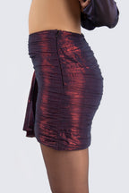 Textured Burgundy Skirt with Ruffle