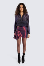 Textured Burgundy Skirt with Ruffle