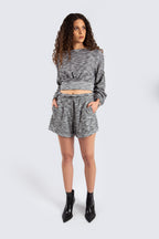 Grey Wrap-Front Crop Top