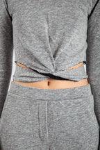 Grey Slit Pants and Backless Top Set
