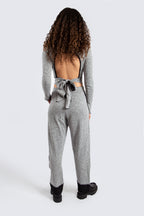 Grey Slit Pants and Backless Top Set
