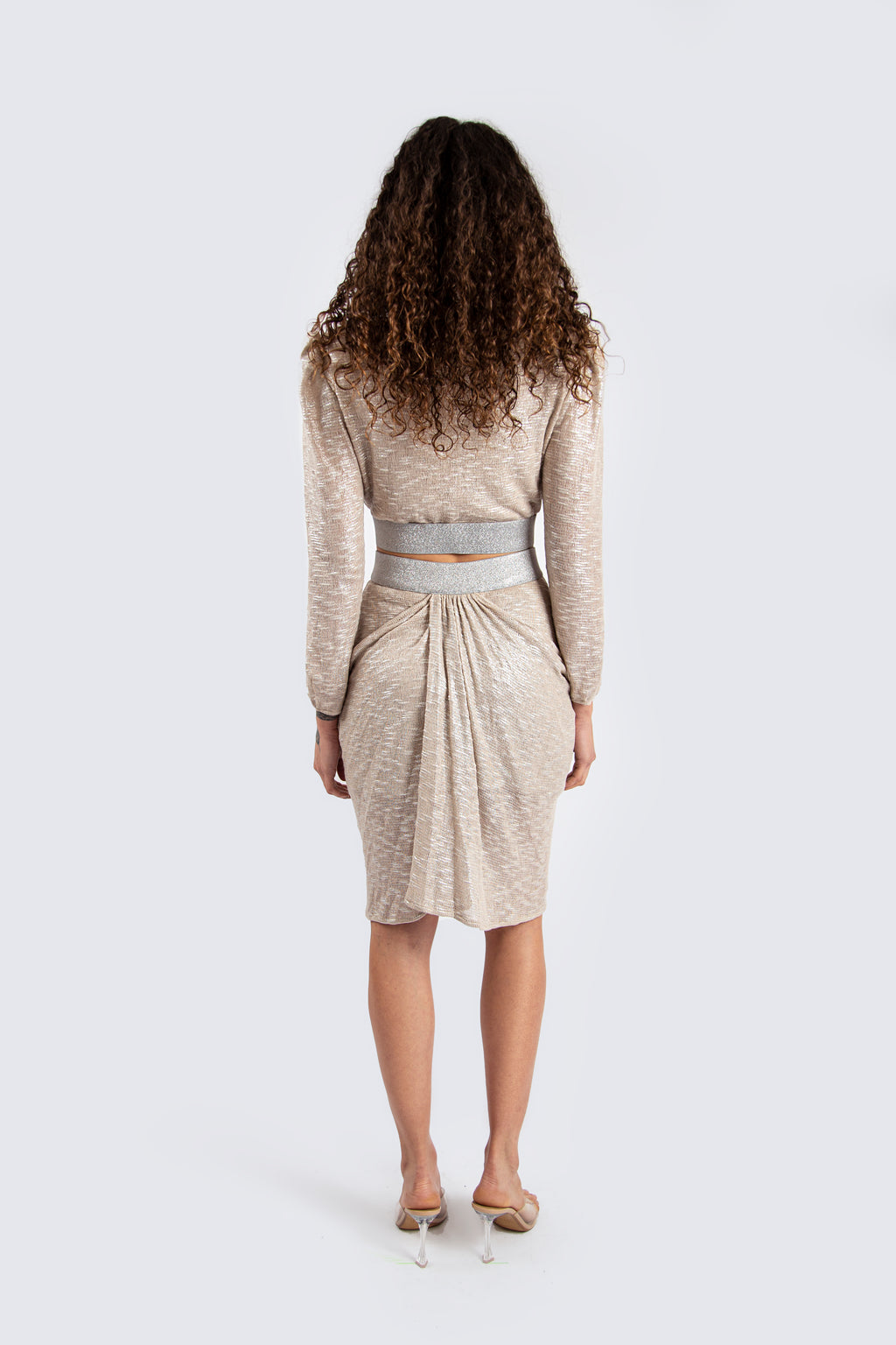 Beige set top and skirt