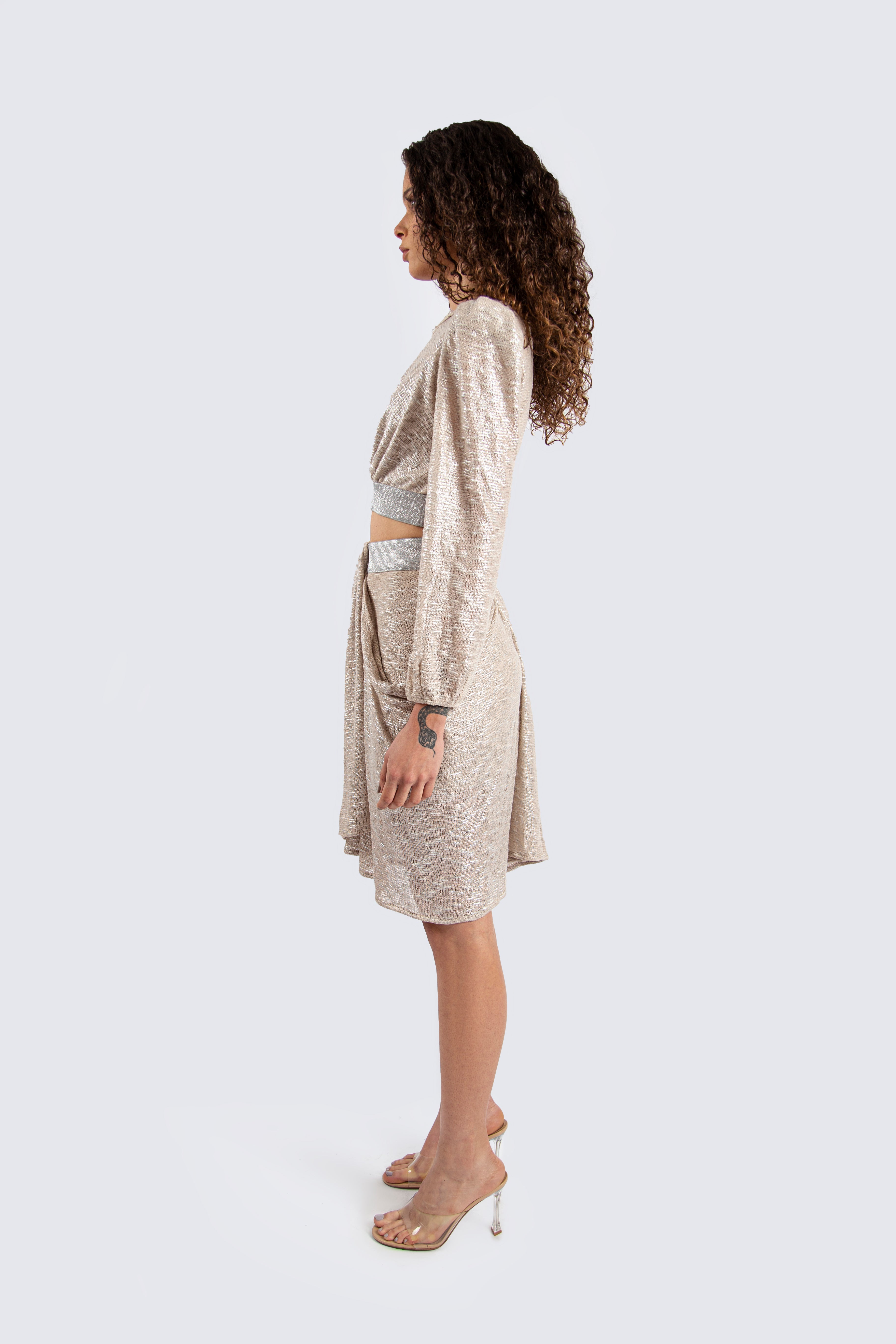 Beige set top and skirt