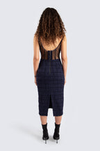 Tweed Navy Midi Dress
