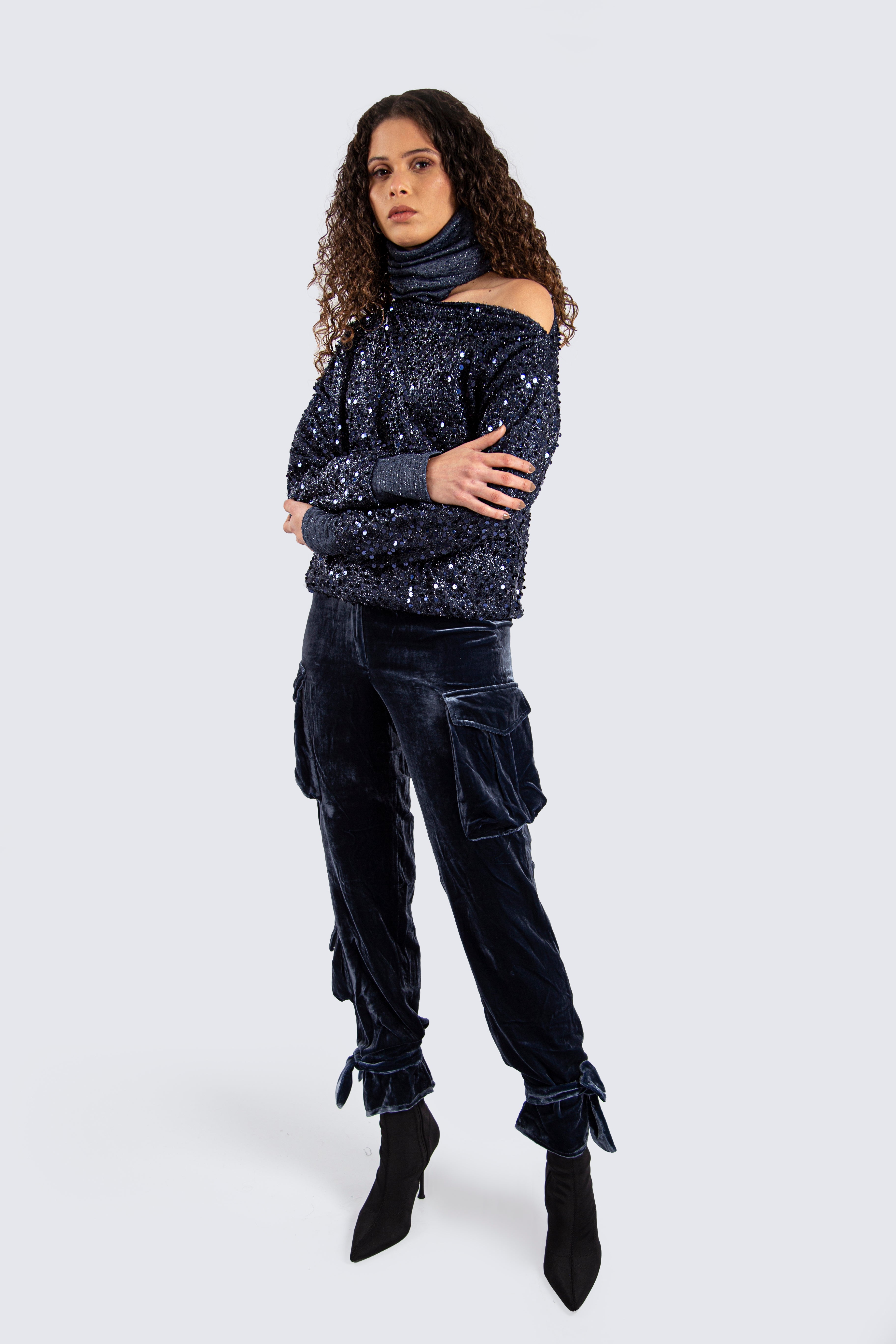 Sequin Navy Blue Pullover