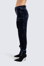 Navy Velvet Joggers