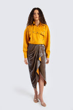 Velvet Grey Ruffle Skirt