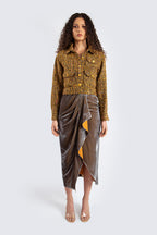Velvet Grey Ruffle Skirt