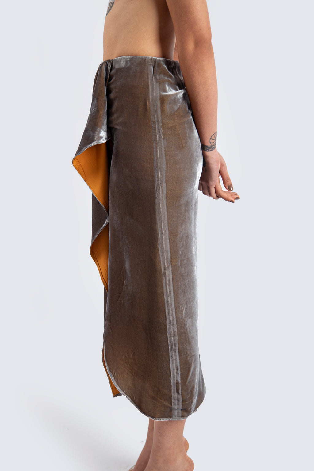 Velvet Grey Ruffle Skirt