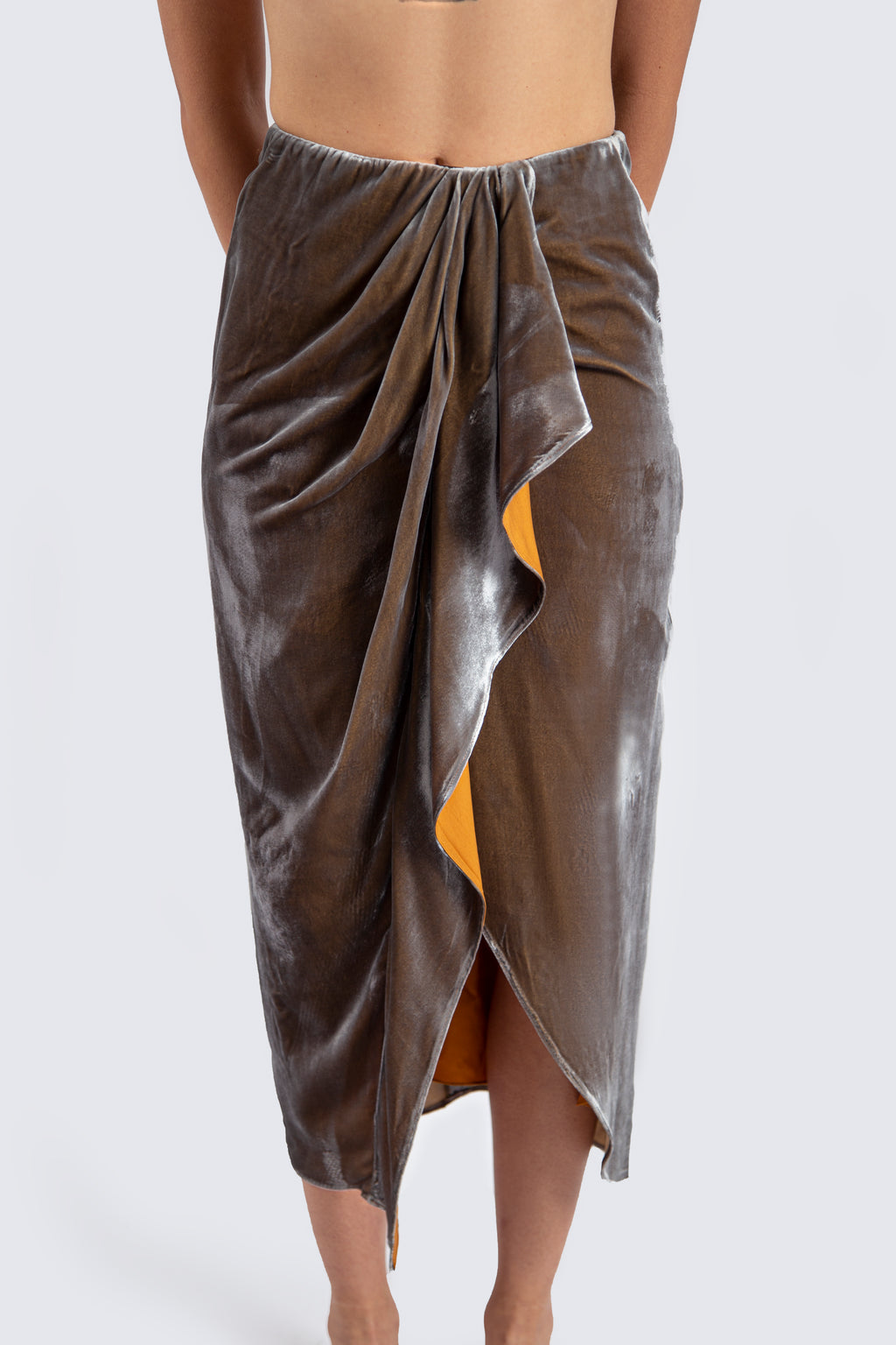 Velvet Grey Ruffle Skirt