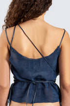 Leather Navy Top with Thin Straps